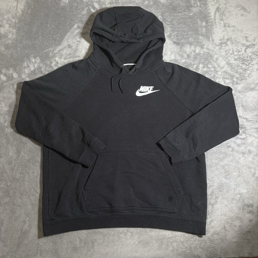 Nike Sportswear Women's L Black Pullover Hoodie Fleece Pockets Logo